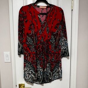 Chic Red and Black Paisley Women's Tunic